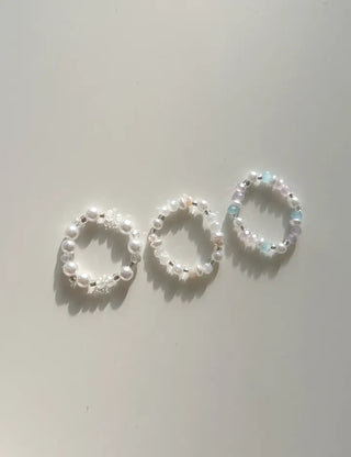 Piece Transparent Bead Ring Pearl Heart Fashion Women's Ring