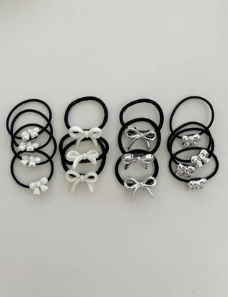 Set of mini elastic hair ties for children and girls.