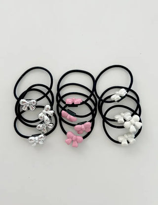 Set of mini elastic hair ties for children and girls.