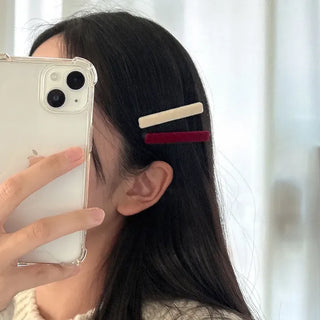1+1 Velvet Square Mini Clip Bangs Side Hair Pin