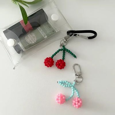 Bead Cherry Keyring Bead Phone Charm Fruit Key Holder