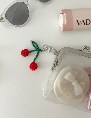 Bead Cherry Keyring Bead Phone Charm Fruit Key Holder