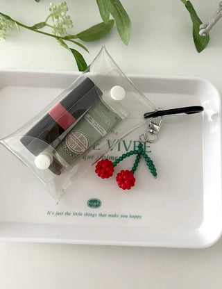 Bead Cherry Keyring Bead Phone Charm Fruit Key Holder