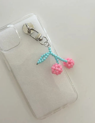 Bead Cherry Keyring Bead Phone Charm Fruit Key Holder