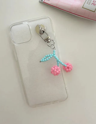 Bead Cherry Keyring Bead Phone Charm Fruit Key Holder