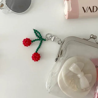 Bead Cherry Keyring Bead Phone Charm Fruit Key Holder
