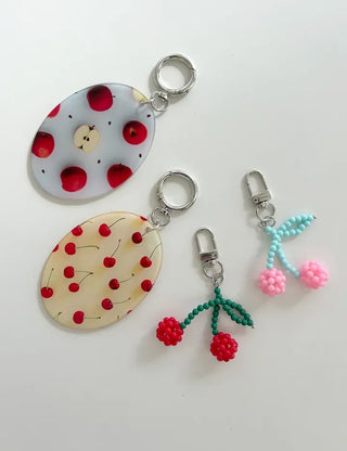 Bead Cherry Keyring Bead Phone Charm Fruit Key Holder