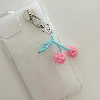 Bead Cherry Keyring Bead Phone Charm Fruit Key Holder