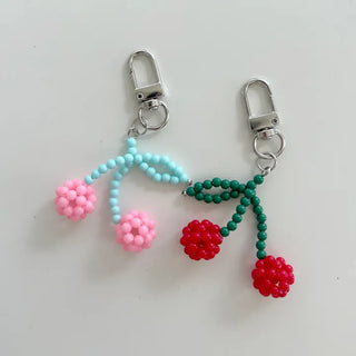 Bead Cherry Keyring Bead Phone Charm Fruit Key Holder
