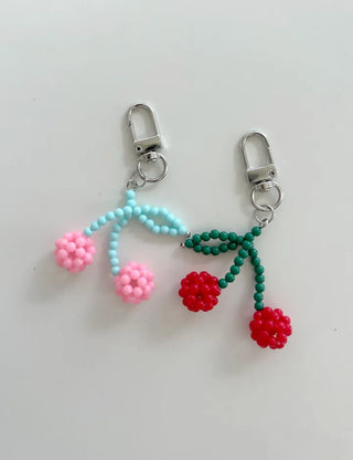 Bead Cherry Keyring Bead Phone Charm Fruit Key Holder
