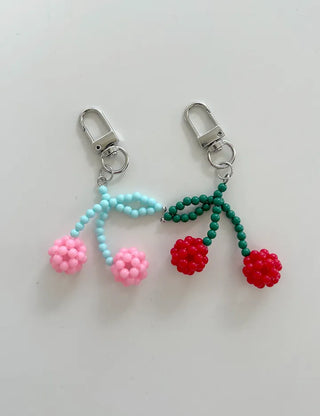 Bead Cherry Keyring Bead Phone Charm Fruit Key Holder