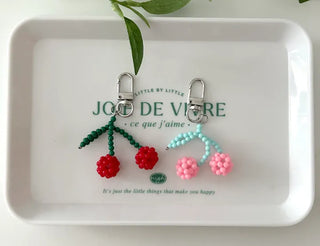 Bead Cherry Keyring Bead Phone Charm Fruit Key Holder