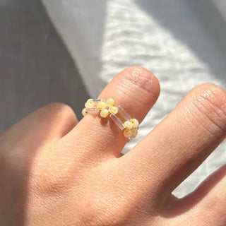 Pipe Flower Bead Ring Transparent Summer Handmade