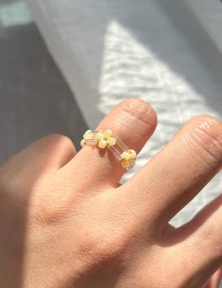 Pipe Flower Bead Ring Transparent Summer Handmade