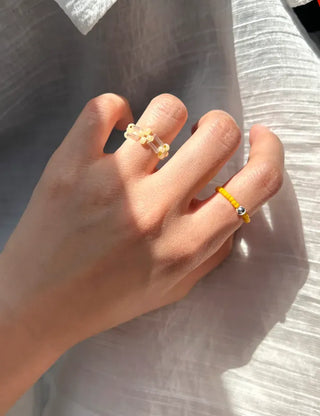 Pipe Flower Bead Ring Transparent Summer Handmade