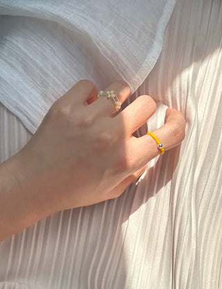 Pipe Flower Bead Ring Transparent Summer Handmade