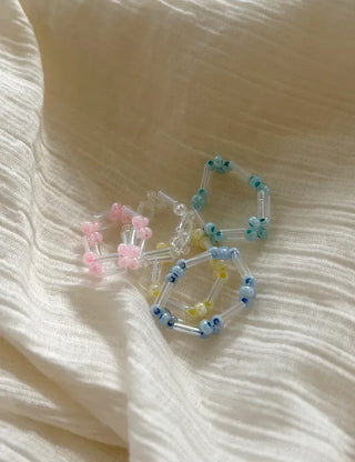Pipe Flower Bead Ring Transparent Summer Handmade