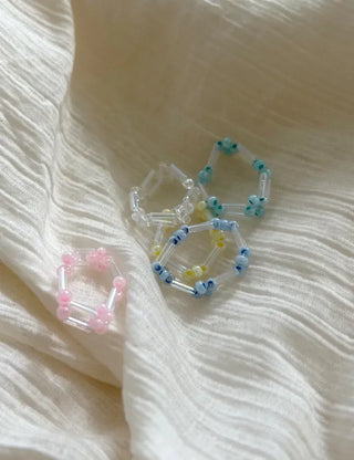 Pipe Flower Bead Ring Transparent Summer Handmade