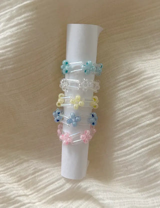 Pipe Flower Bead Ring Transparent Summer Handmade