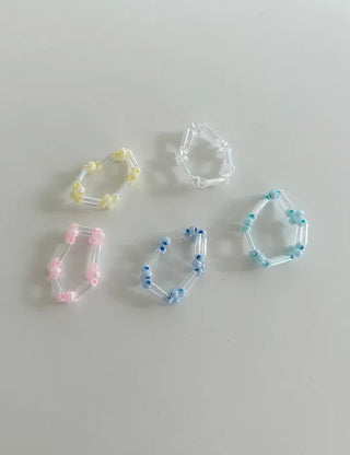 Pipe Flower Bead Ring Transparent Summer Handmade