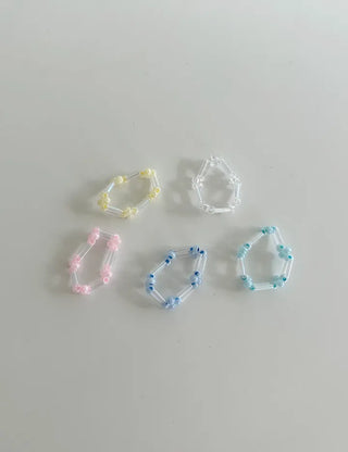 Pipe Flower Bead Ring Transparent Summer Handmade