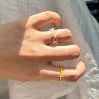 Pipe Flower Bead Ring Transparent Summer Handmade