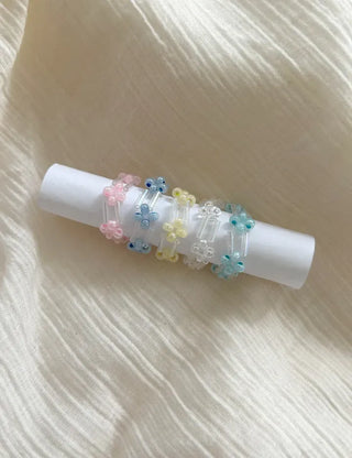 Pipe Flower Bead Ring Transparent Summer Handmade