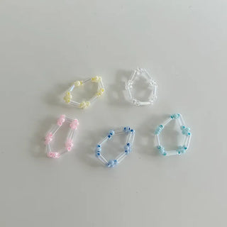 Pipe Flower Bead Ring Transparent Summer Handmade