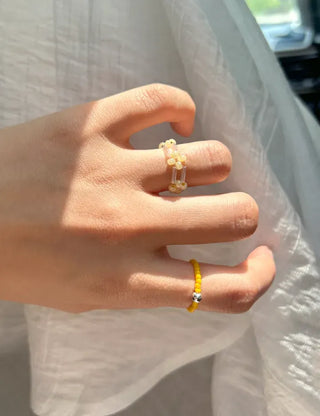 Pipe Flower Bead Ring Transparent Summer Handmade