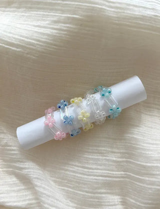 Pipe Flower Bead Ring Transparent Summer Handmade