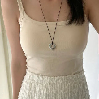 Heart Long Necklace Four Seasons Layered Bold Women's Necklace