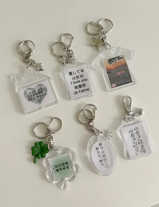 Acrylic Keyring with Text Keychain Couple Car Key Holder