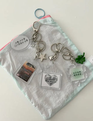 Acrylic Keyring with Text Keychain Couple Car Key Holder