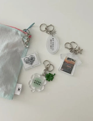 Acrylic Keyring with Text Keychain Couple Car Key Holder