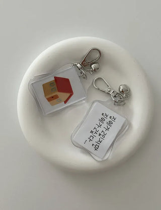 Acrylic Keyring with Text Keychain Couple Car Key Holder