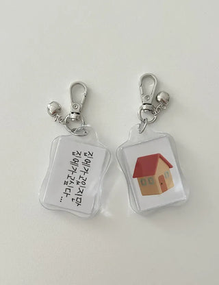 Acrylic Keyring with Text Keychain Couple Car Key Holder
