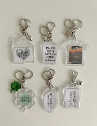 Acrylic Keyring with Text Keychain Couple Car Key Holder