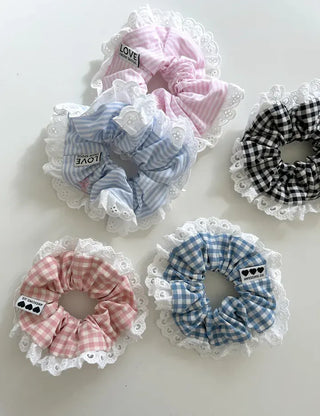 Nylon Lace Scrunchie Silky Satin Hair Tie