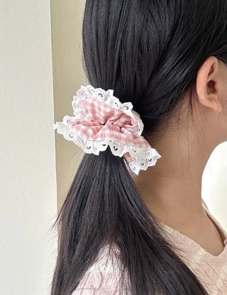 Nylon Lace Scrunchie Silky Satin Hair Tie