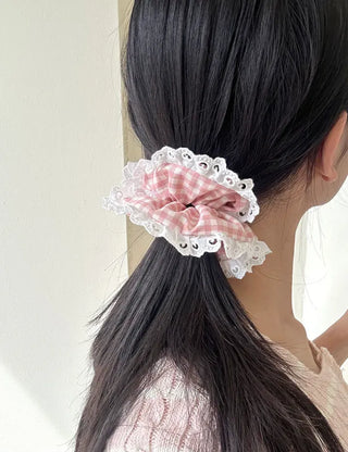 Nylon Lace Scrunchie Silky Satin Hair Tie