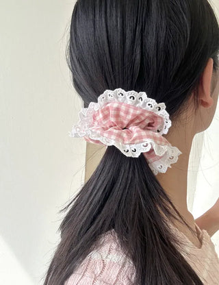 Nylon Lace Scrunchie Silky Satin Hair Tie