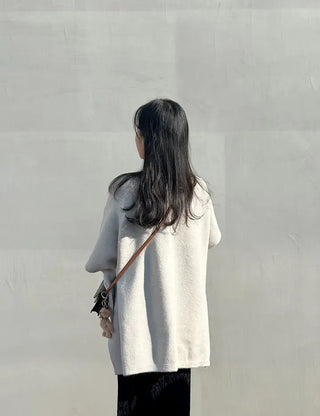 Loose turtleneck cape shawl knit vest