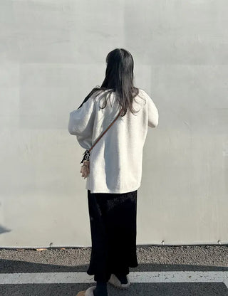Loose turtleneck cape shawl knit vest