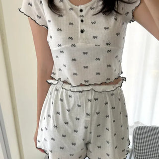 Summer pajama set ribbon women's pajama two-piece loungewear