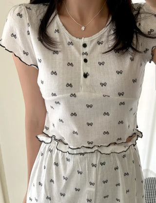 Summer pajama set ribbon women's pajama two-piece loungewear