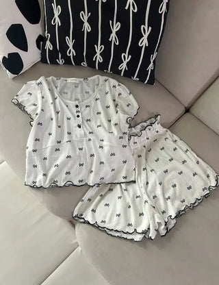 Summer pajama set ribbon women's pajama two-piece loungewear