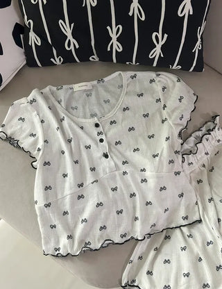 Summer pajama set ribbon women's pajama two-piece loungewear