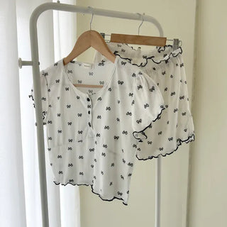 Summer pajama set ribbon women's pajama two-piece loungewear