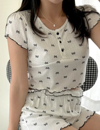 Summer pajama set ribbon women's pajama two-piece loungewear