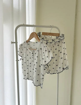 Summer pajama set ribbon women's pajama two-piece loungewear